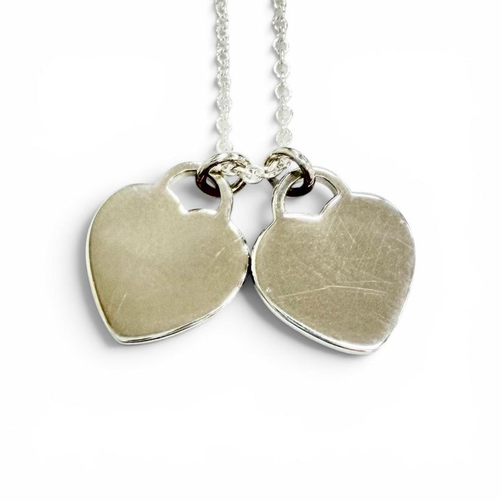 Excellent TIFFANY&Co. Necklace Mini Double Heart Tag Pendant Silver AG925 Women