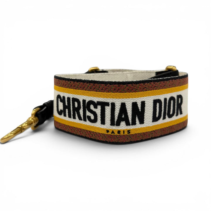 Excellent Christian Dior Embroidered shoulder strap Orange canvas Women