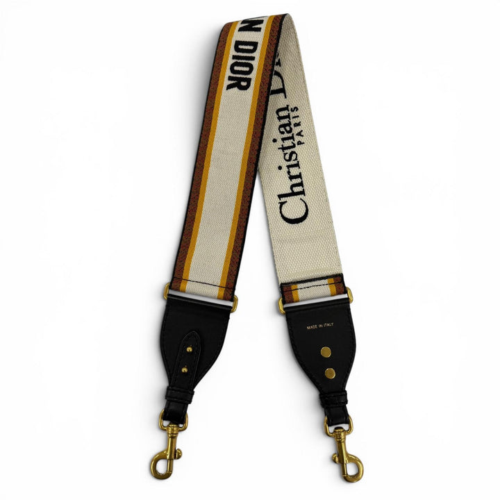 Excellent Christian Dior Embroidered shoulder strap Orange canvas Women