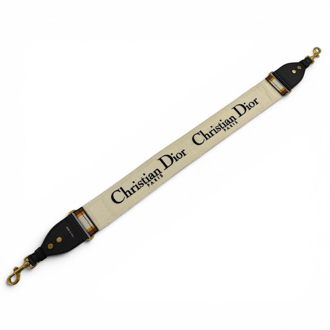 Excellent Christian Dior Embroidered shoulder strap Orange canvas Women