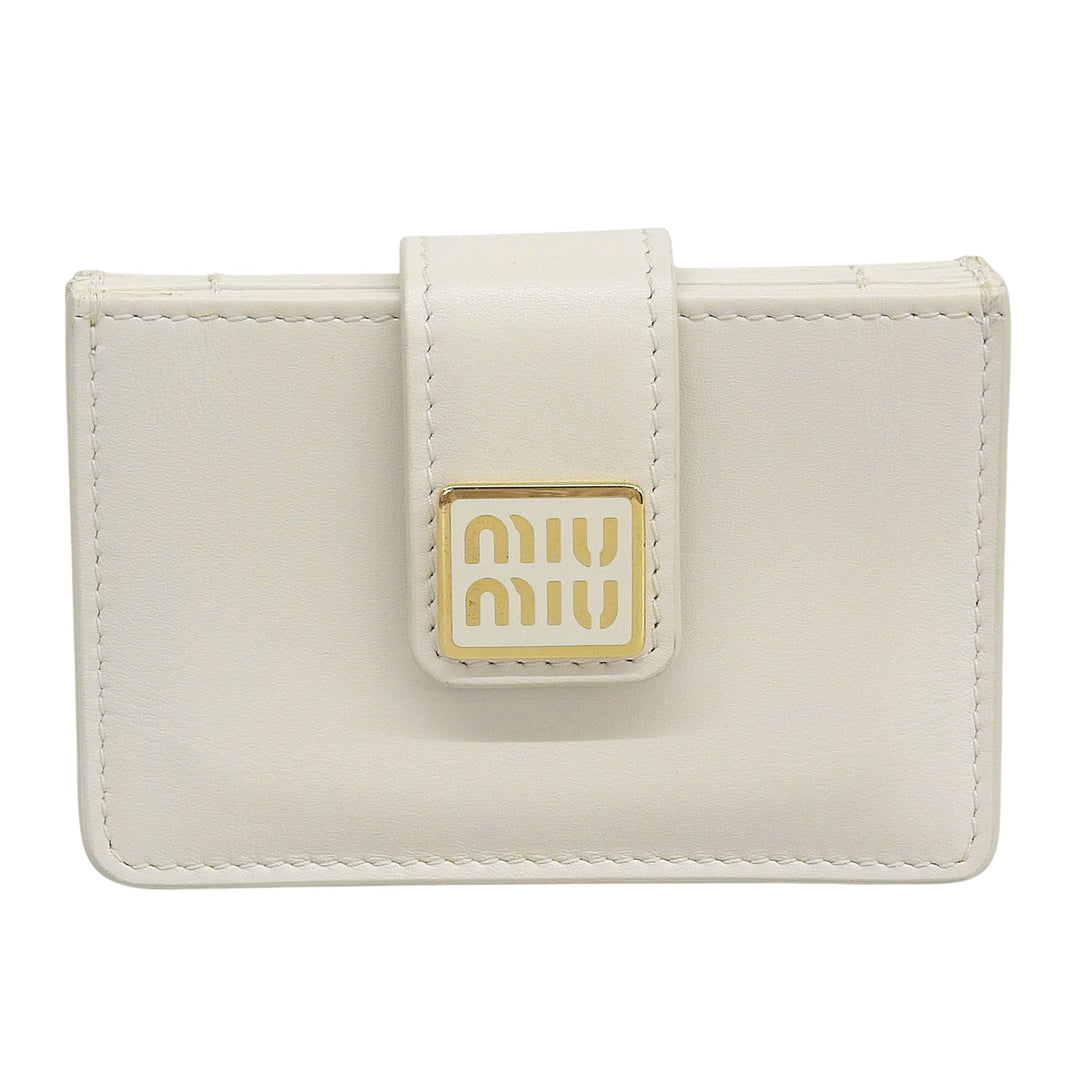 Great MIUMIU Card Case name card holder Ivory leather Women 5MC280
