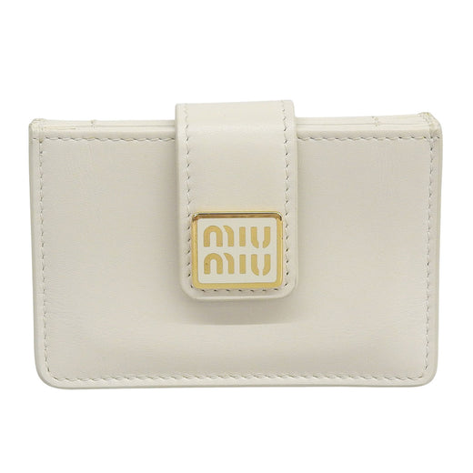 Great MIUMIU Card Case name card holder Ivory leather Women 5MC280