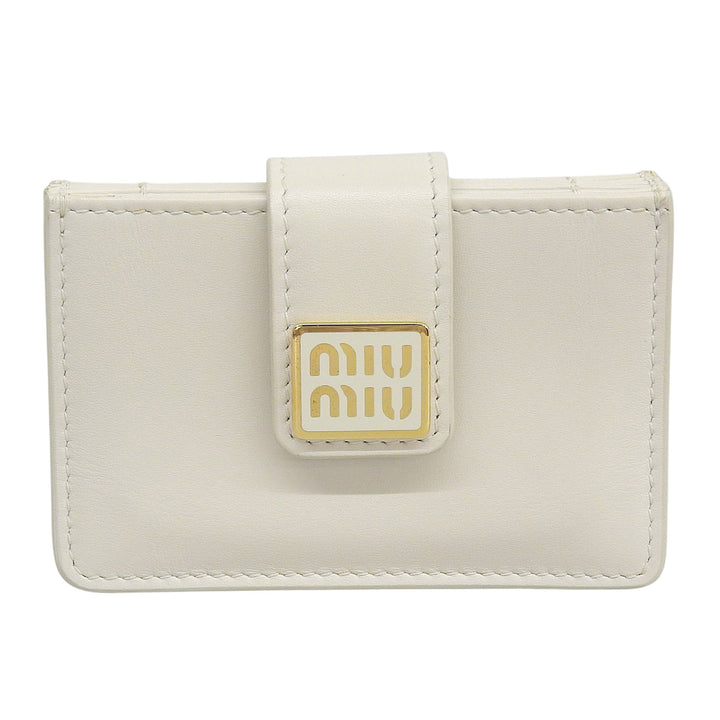 Great MIUMIU Card Case name card holder Ivory leather Women 5MC280