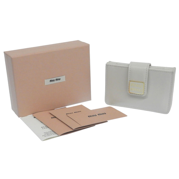 Great MIUMIU Card Case name card holder Ivory leather Women 5MC280