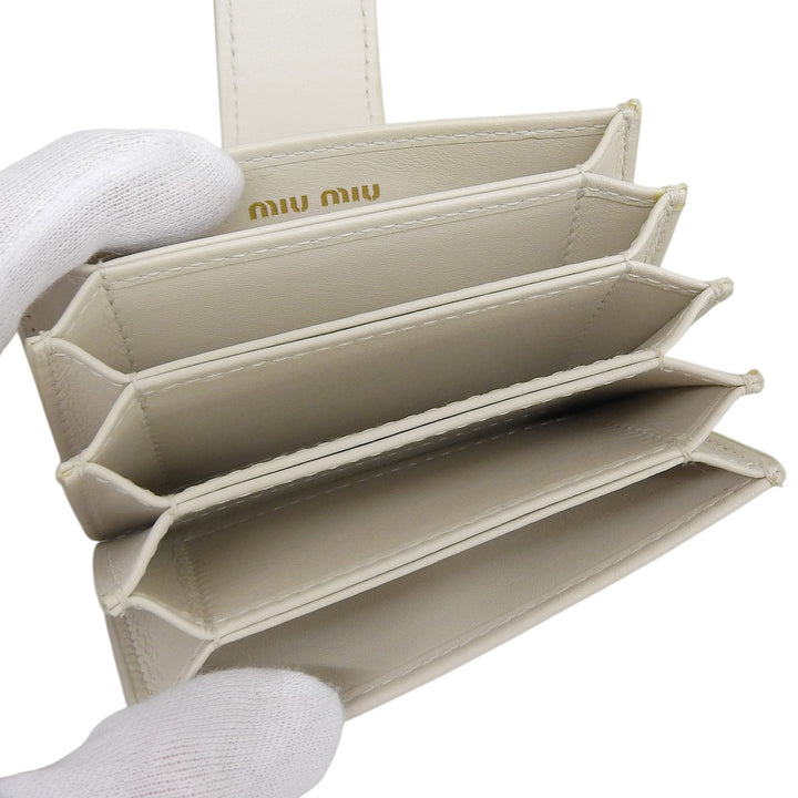 Great MIUMIU Card Case name card holder Ivory leather Women 5MC280
