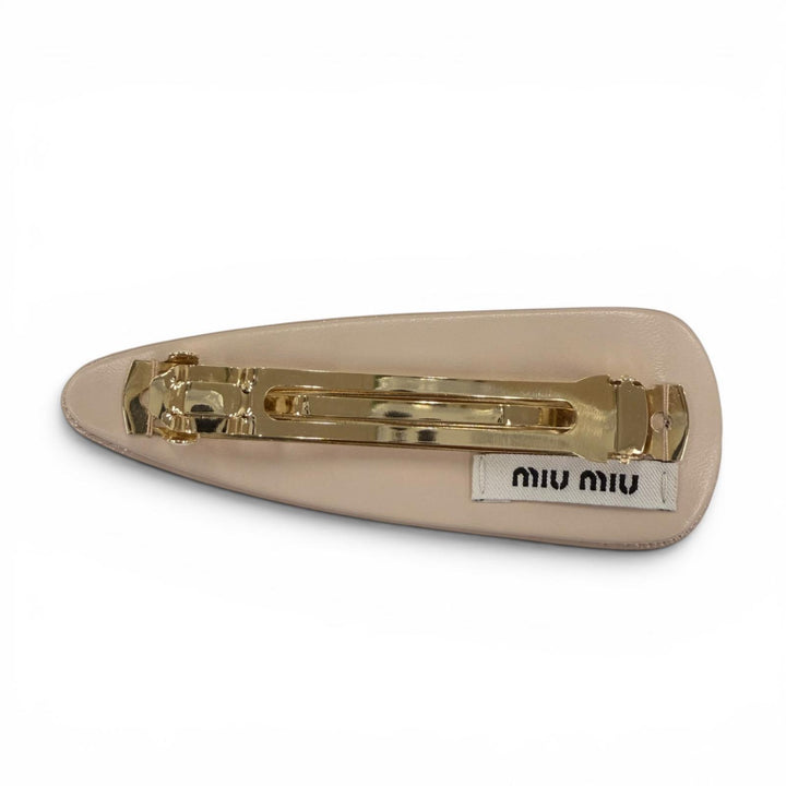 Excellent MIUMIU Valletta Logo Metal Patent Leather pink beige Women 5IF179