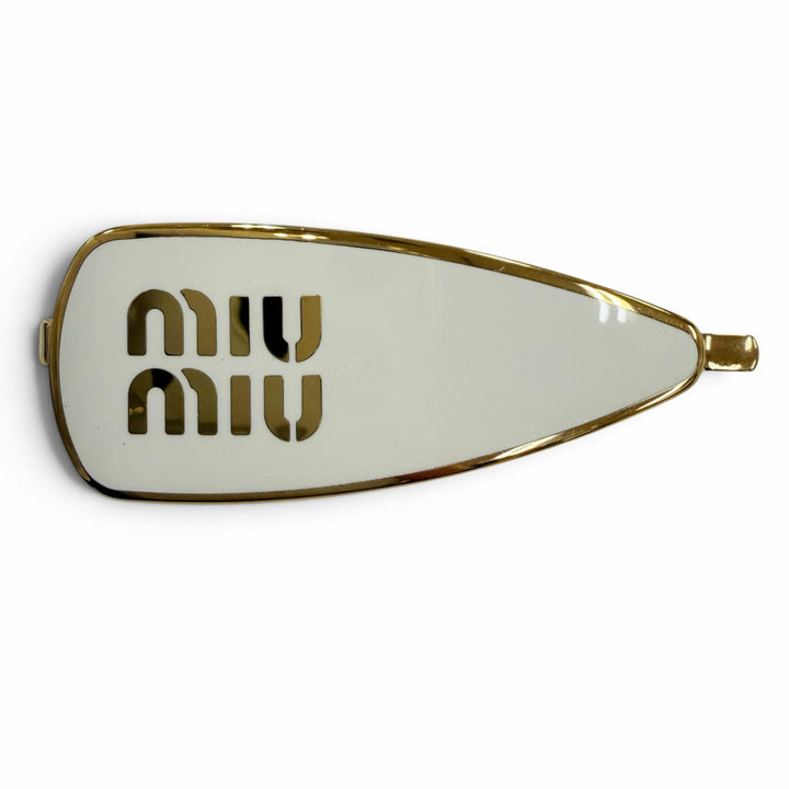 Great MIUMIU hairpin Enamel metal hair clip Logo hair accessories white 5IF147