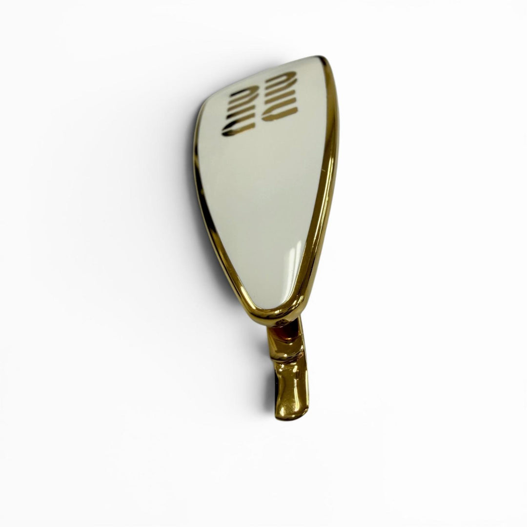 Great MIUMIU hairpin Enamel metal hair clip Logo hair accessories white 5IF147