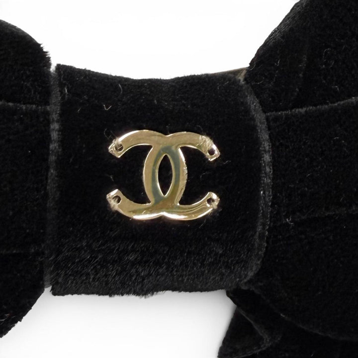 Excellent CHANEL Valletta COCO Mark Ribbon Velor black polyamide Women 24V