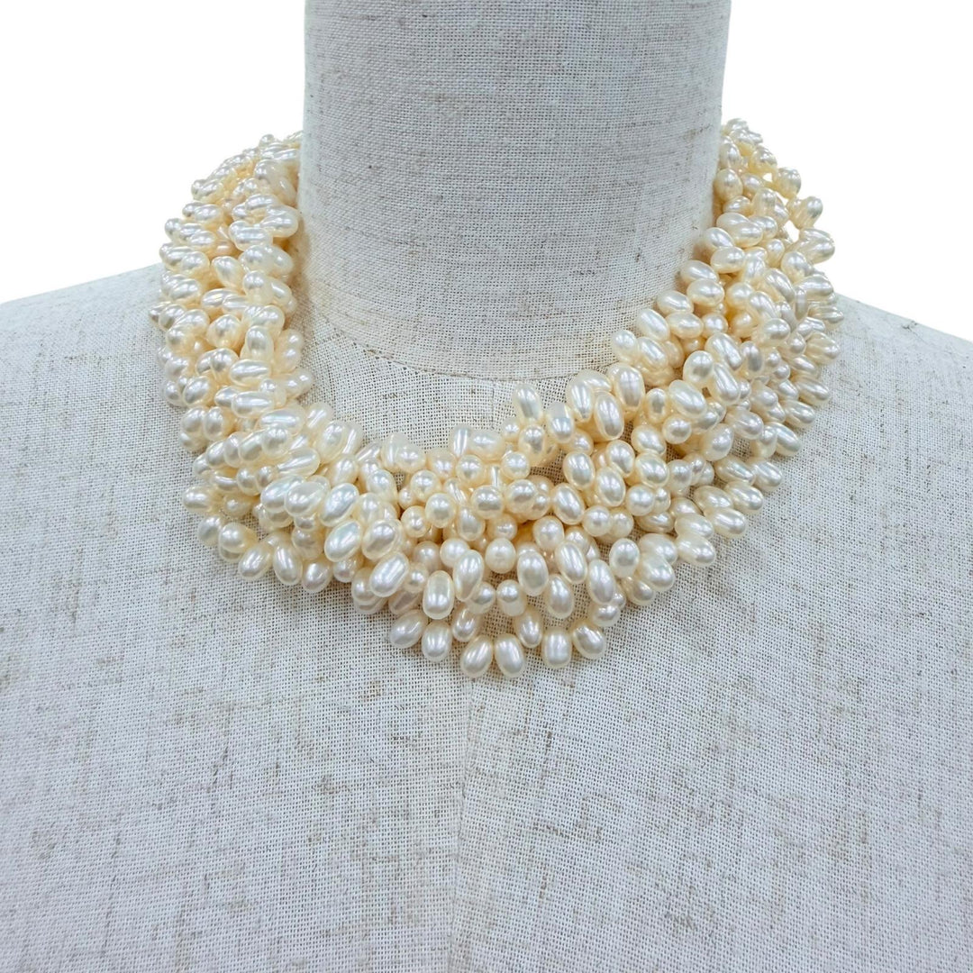 Great TIFFANY&Co. Necklace Torsade Pearl Necklace White system Freshwater pearl
