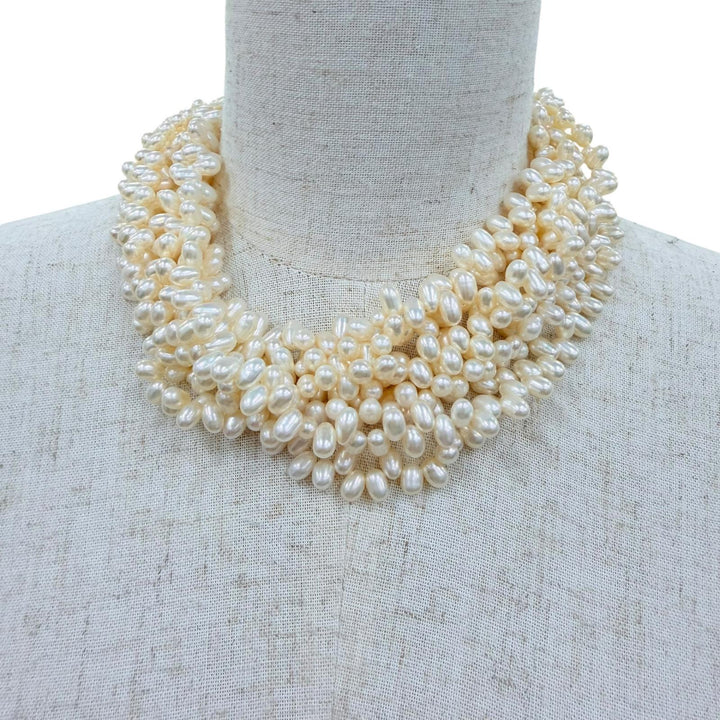 Great TIFFANY&Co. Necklace Torsade Pearl Necklace White system Freshwater pearl