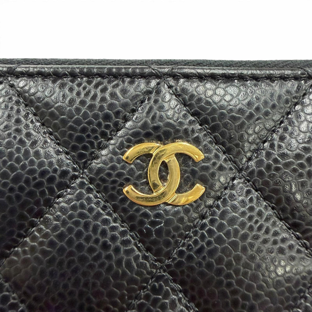 Very Good CHANEL Purse black Caviar skin Women AP0242