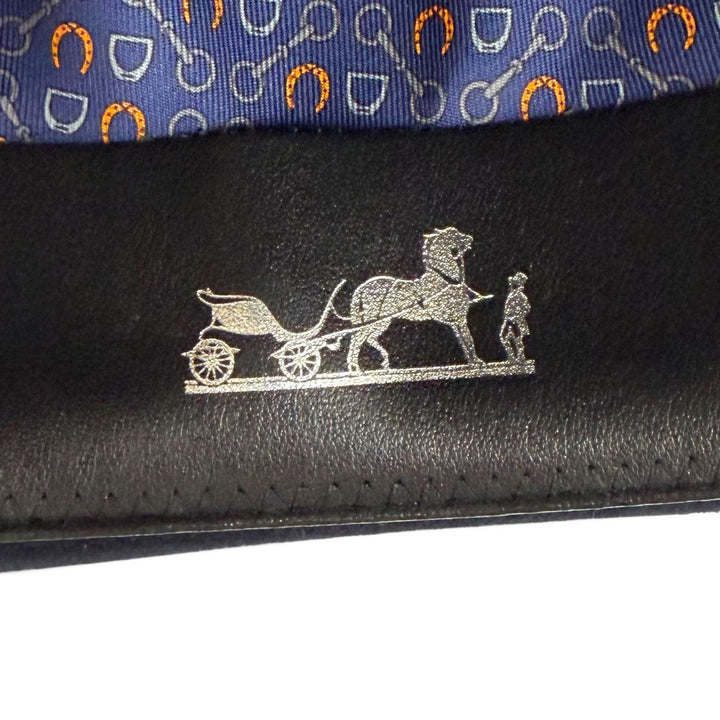 Great HERMES hat Felt fedora hat with metal trim Navy wool mens