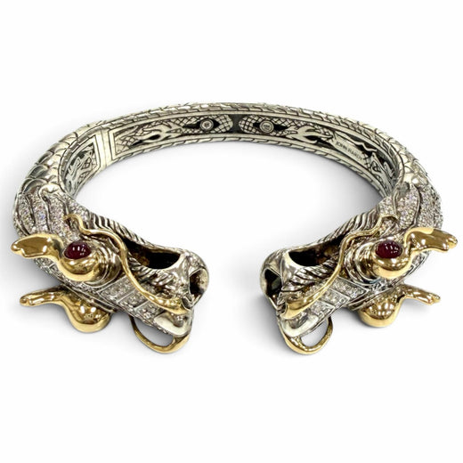 Excellent JOHN HARDY Bangle Diamond Dragon Silver 925 Women