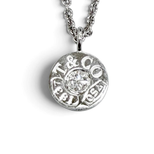 Great TIFFANY&Co. Necklace 1837 Circle Necklace with 1 Diamond, 750 (WG)