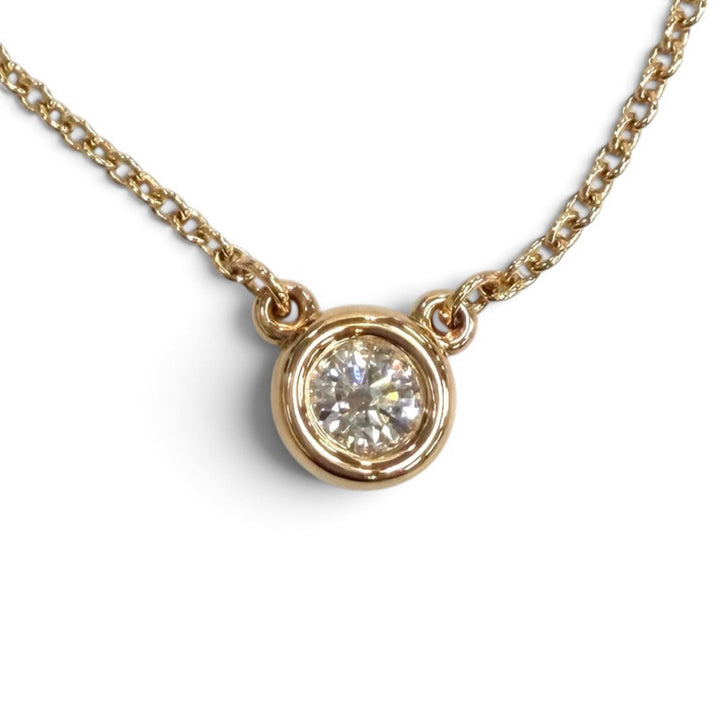 Excellent TIFFANY&Co. Necklace Diamonds by the Yard Single Diamond Pendant 750