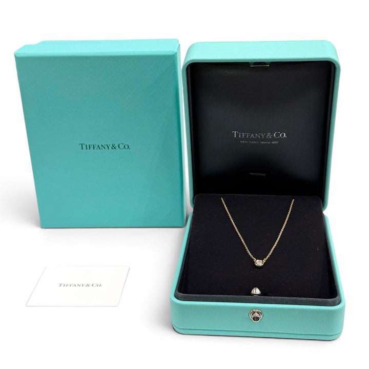Excellent TIFFANY&Co. Necklace Diamonds by the Yard Single Diamond Pendant 750