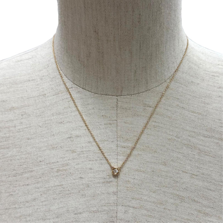 Excellent TIFFANY&Co. Necklace Diamonds by the Yard Single Diamond Pendant 750