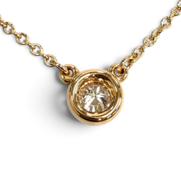 Excellent TIFFANY&Co. Necklace Diamonds by the Yard Single Diamond Pendant 750