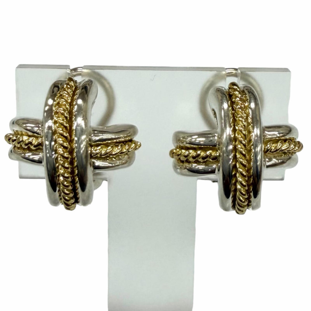 Excellent TIFFANY&Co. Earring Signature cross Silver 925 Women