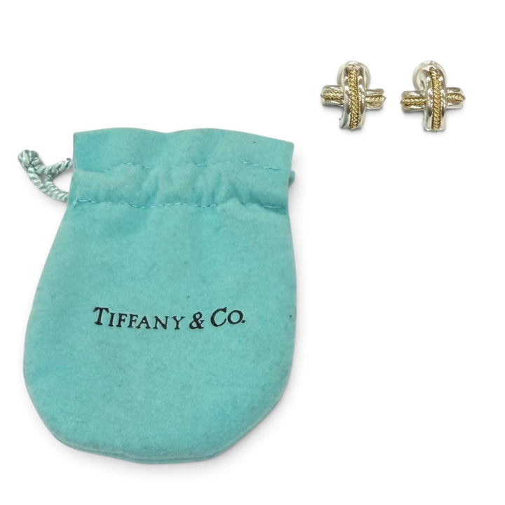 Excellent TIFFANY&Co. Earring Signature cross Silver 925 Women