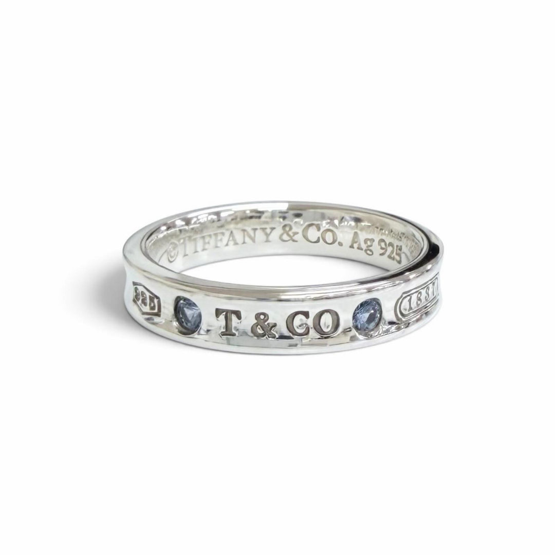 Excellent TIFFANY&Co. Ring ring 1837 Narrow 2PSapphire Ring Silver 925 Women