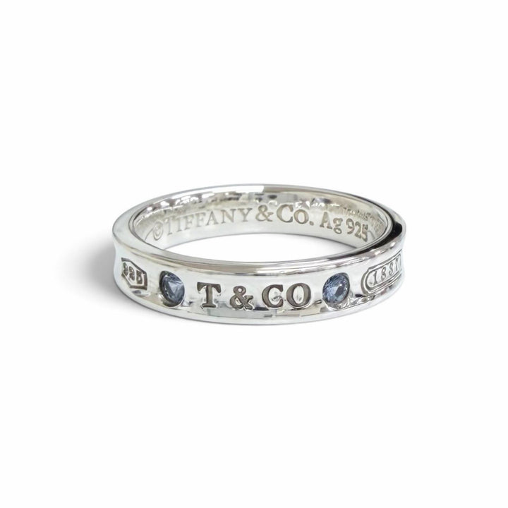 Excellent TIFFANY&Co. Ring ring 1837 Narrow 2PSapphire Ring Silver 925 Women