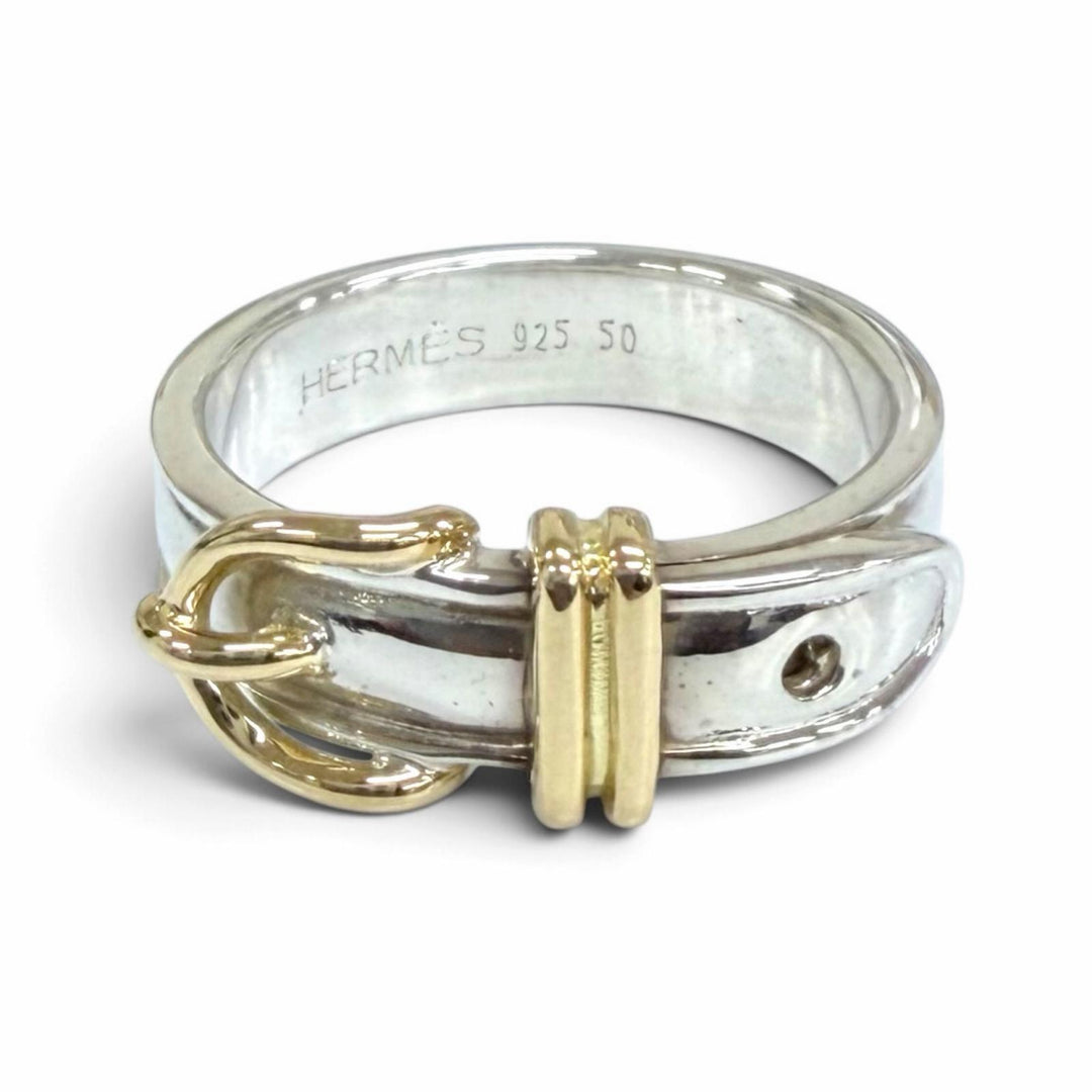 Excellent HERMES Ring ring Ceinture Belt Ring Silver 925 Women 50