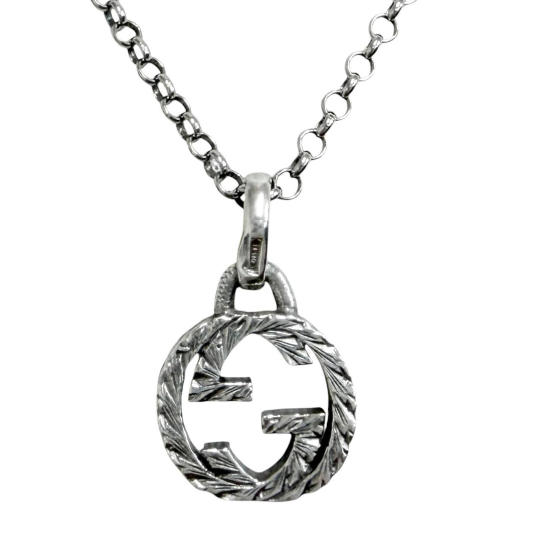 Great GUCCI Necklace Interlocking G Arabesque Silver AG925 mens 455535