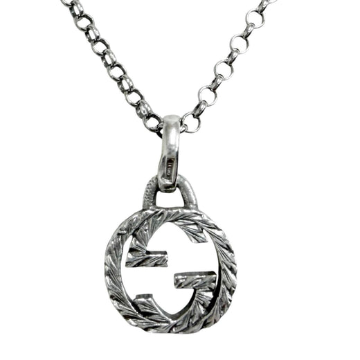 Great GUCCI Necklace Interlocking G Arabesque Silver AG925 mens 455535