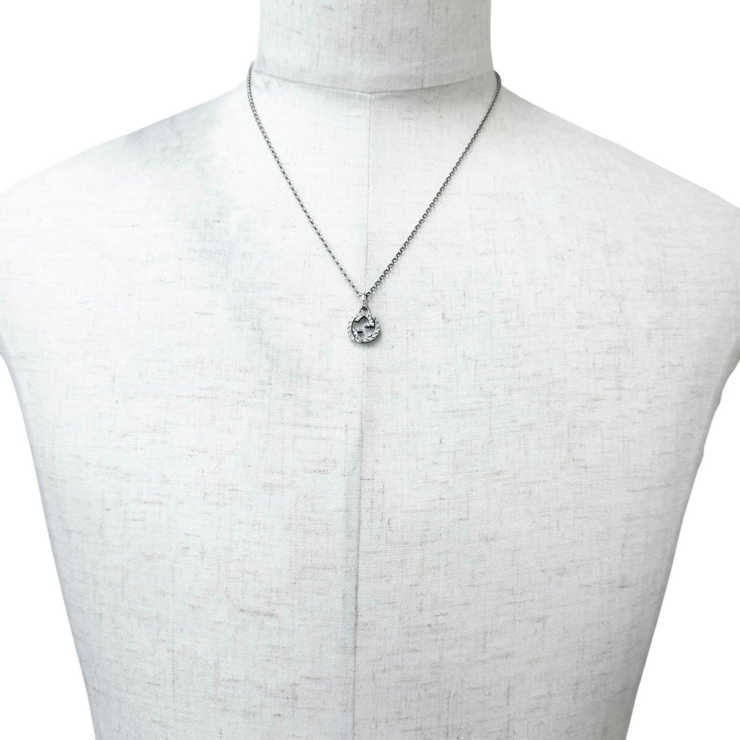Great GUCCI Necklace Interlocking G Arabesque Silver AG925 mens 455535