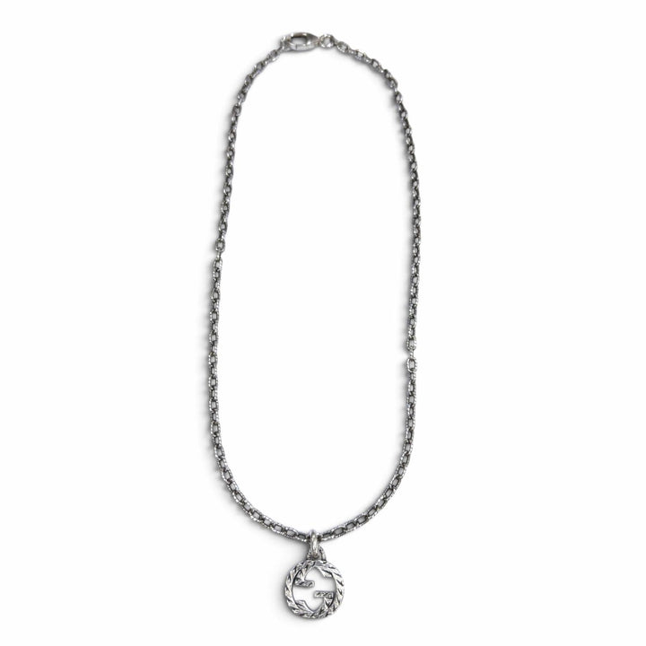 Great GUCCI Necklace Interlocking G Arabesque Silver AG925 mens 455307