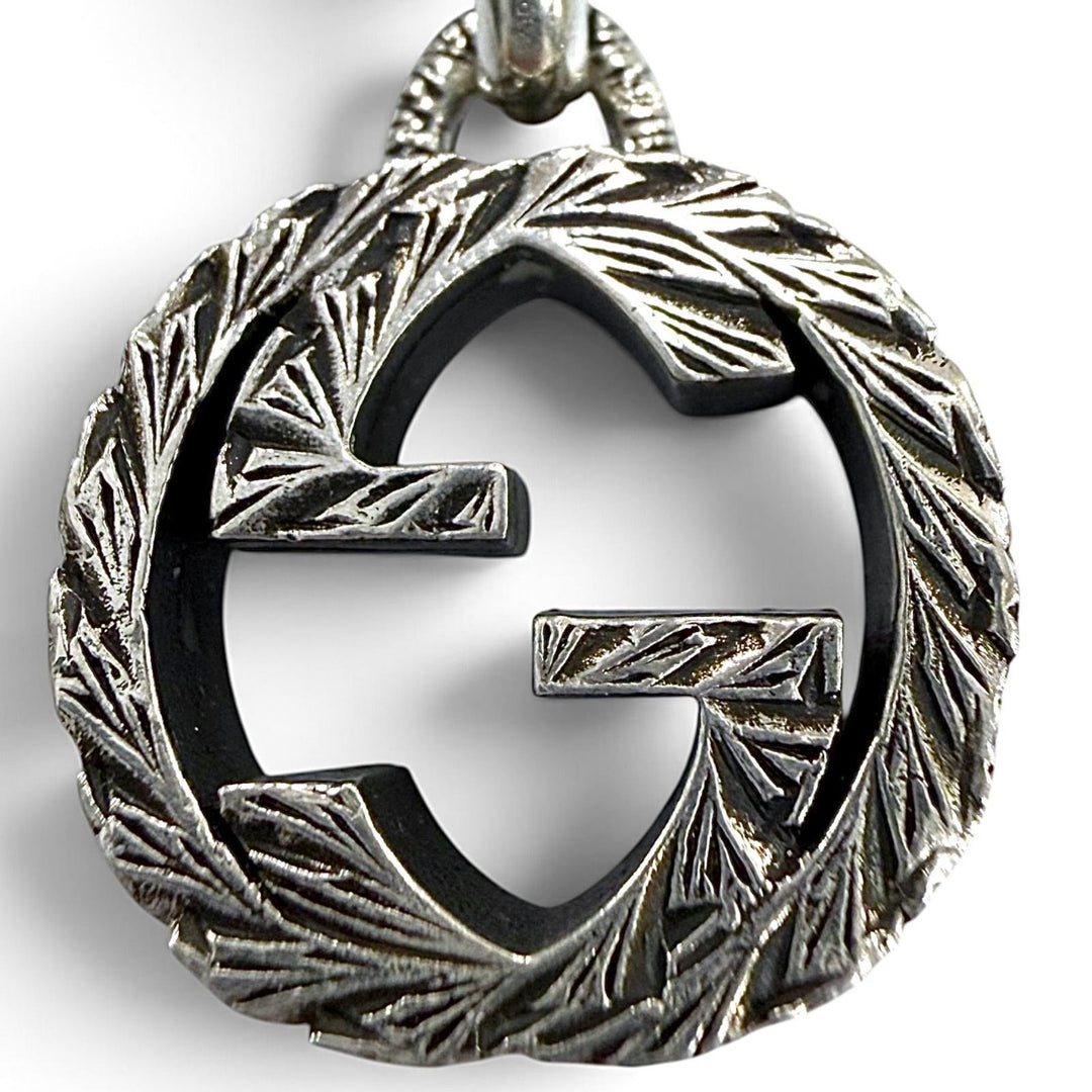 Great GUCCI Necklace Interlocking G Arabesque Silver AG925 mens 455307