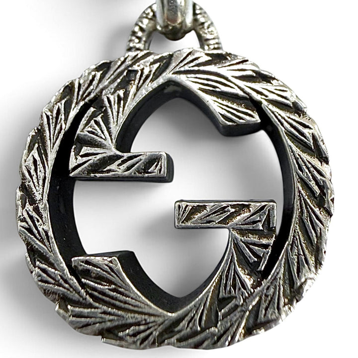 Great GUCCI Necklace Interlocking G Arabesque Silver AG925 mens 455307