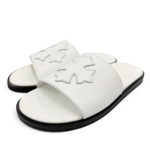 Pristine CHROME HEARTS Sandals CH Slide CH Plus Patch Leather white Women 36