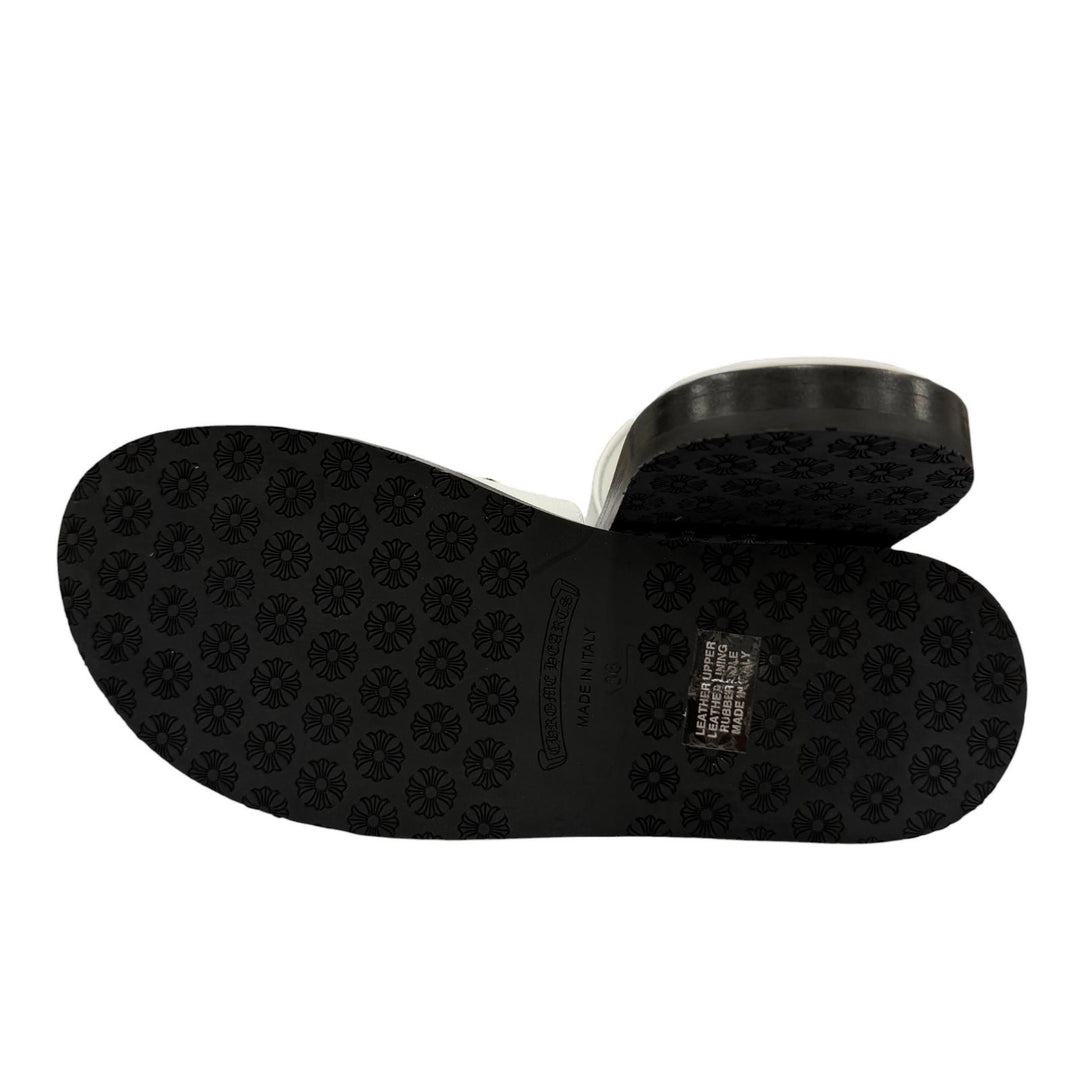 Pristine CHROME HEARTS Sandals CH Slide CH Plus Patch Leather white Women 36