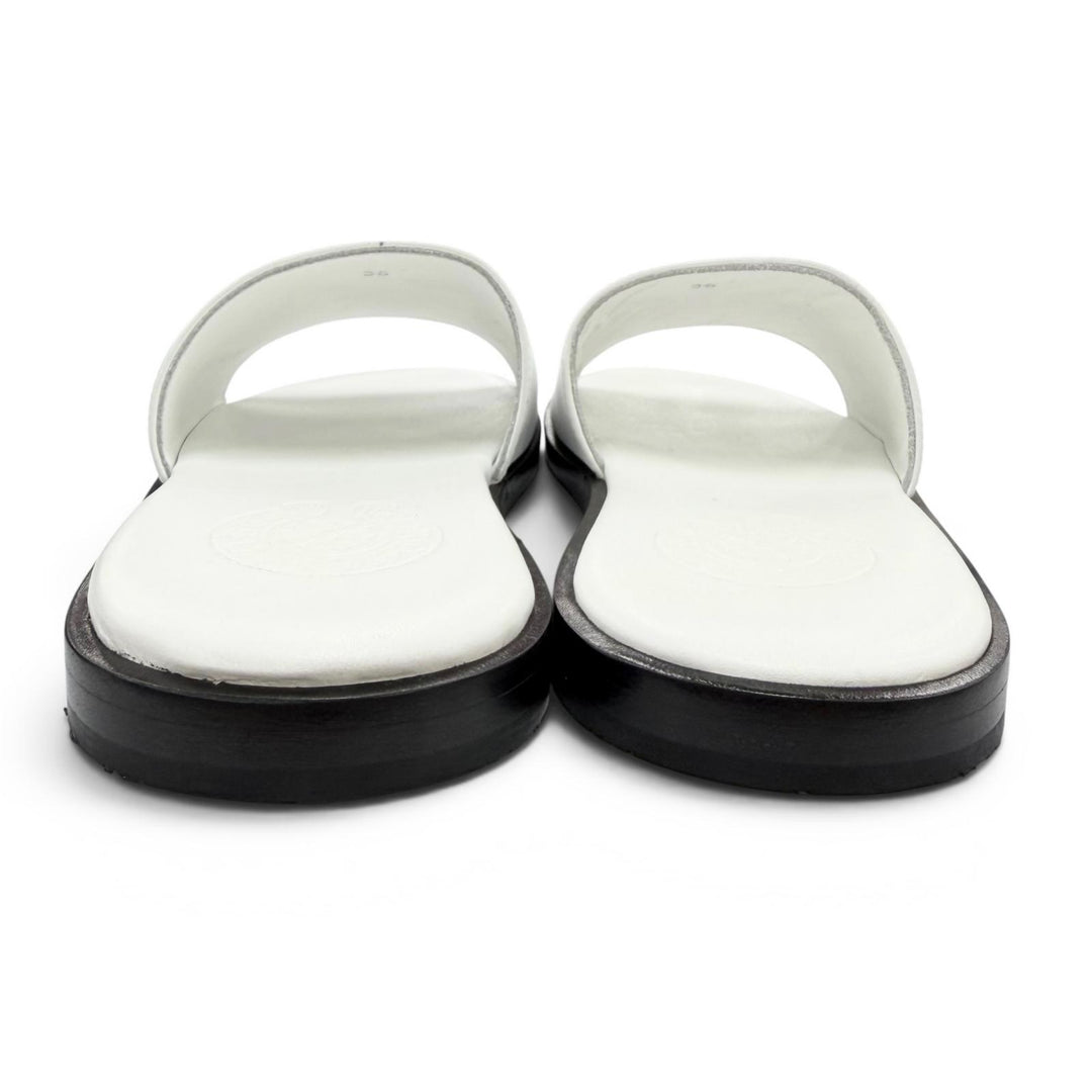 Pristine CHROME HEARTS Sandals CH Slide CH Plus Patch Leather white Women 36