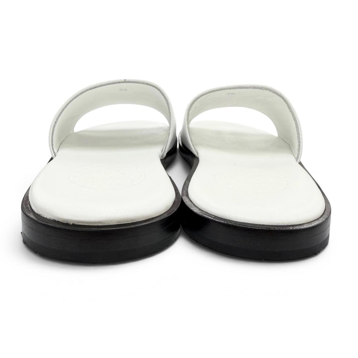 Pristine CHROME HEARTS Sandals CH Slide CH Plus Patch Leather white Women 36