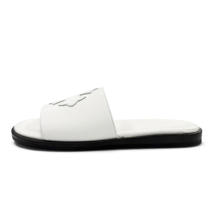 Pristine CHROME HEARTS Sandals CH Slide CH Plus Patch Leather white Women 36