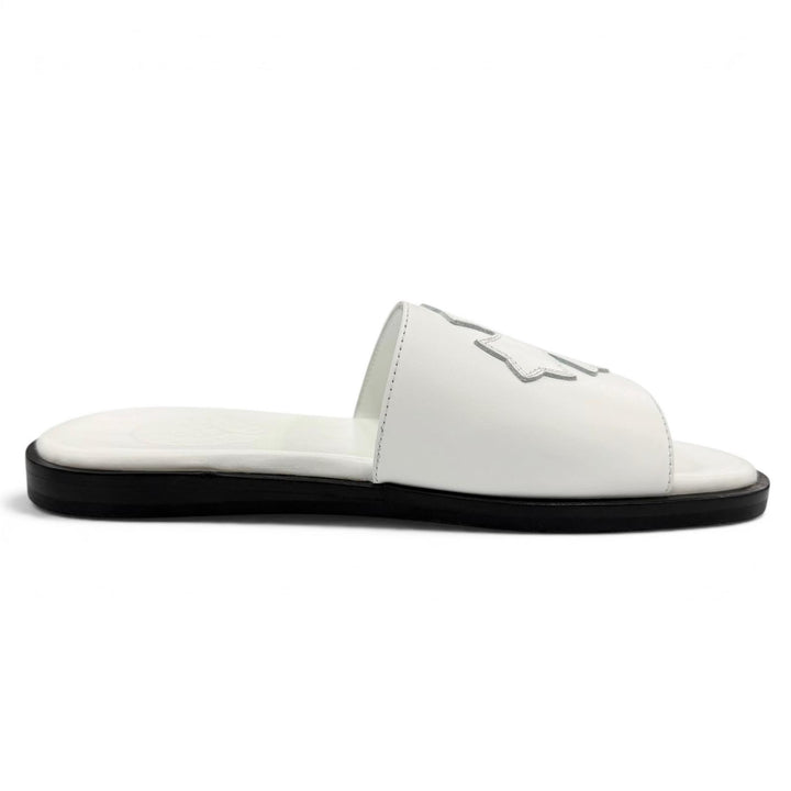 Pristine CHROME HEARTS Sandals CH Slide CH Plus Patch Leather white Women 36
