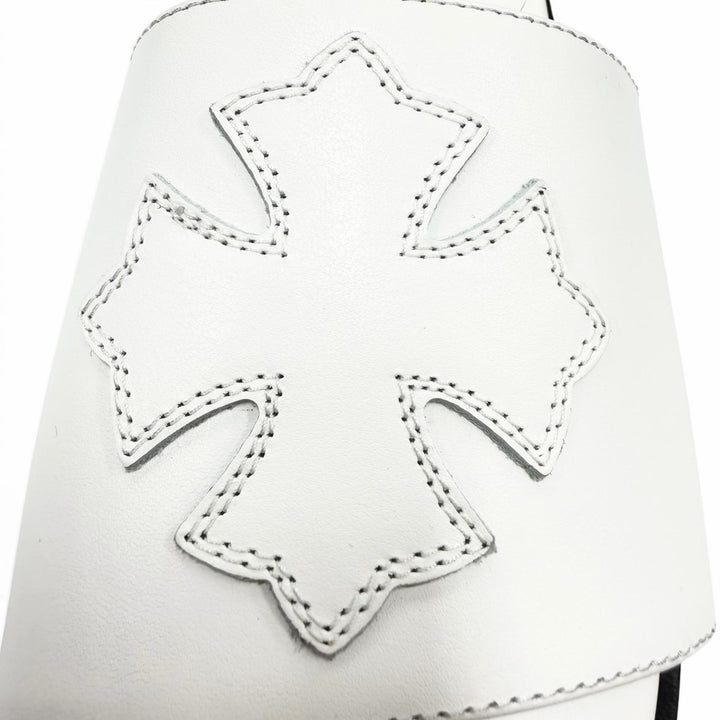 Pristine CHROME HEARTS Sandals CH Slide CH Plus Patch Leather white Women 36