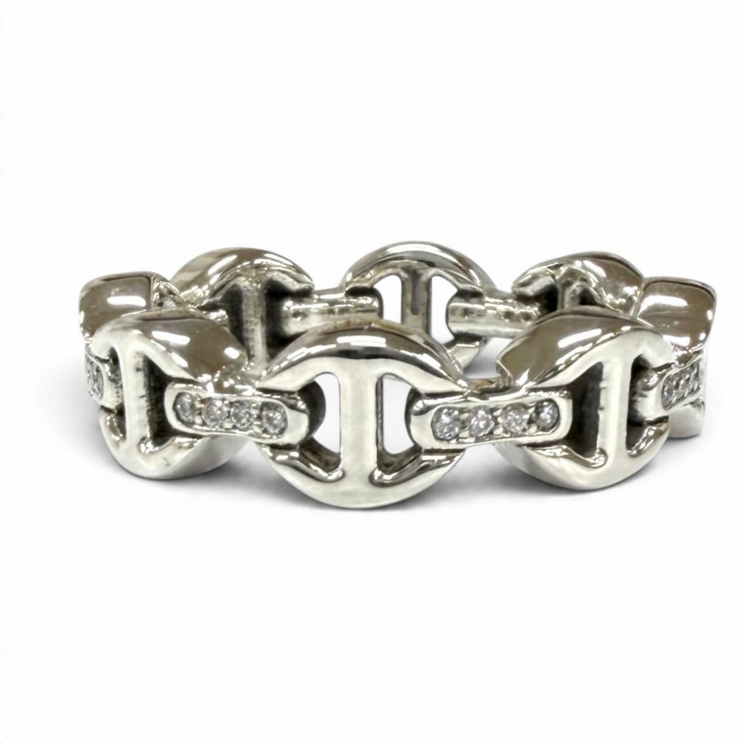 Excellent HOORSENBUHS Ring ring DAME TRI-LINK WITH DIAMOND BRIDGES Silver 925