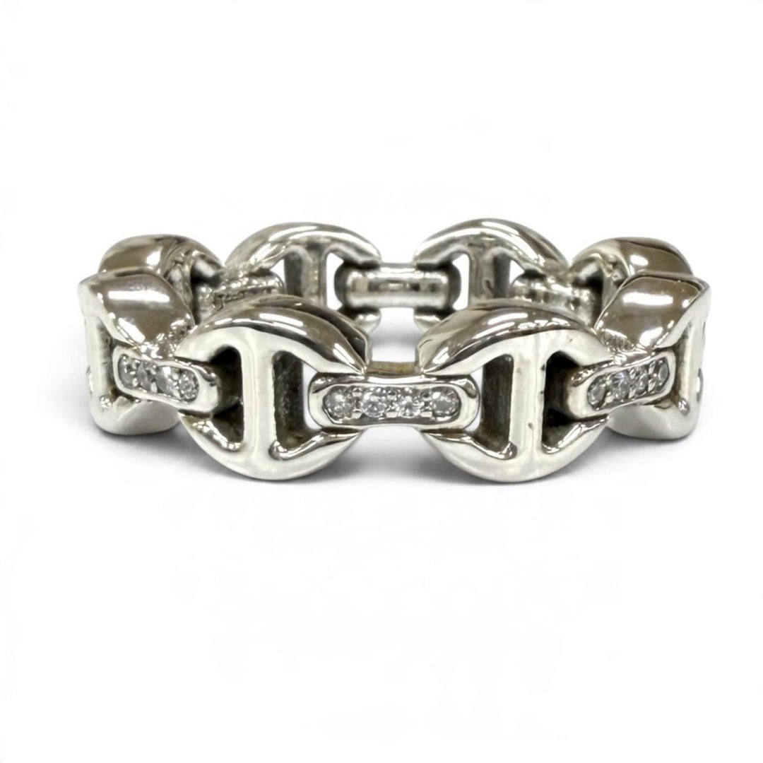 Excellent HOORSENBUHS Ring ring DAME TRI-LINK WITH DIAMOND BRIDGES Silver 925