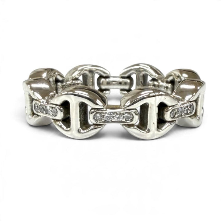 Excellent HOORSENBUHS Ring ring DAME TRI-LINK WITH DIAMOND BRIDGES Silver 925