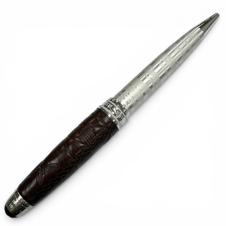 Excellent MONTBLANC Ballpoint pen Silver leather mens 119686