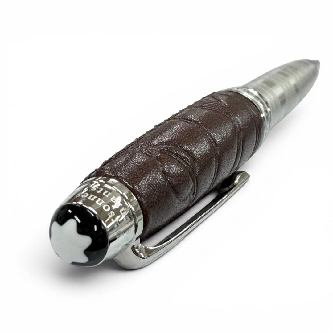 Excellent MONTBLANC Ballpoint pen Silver leather mens 119686