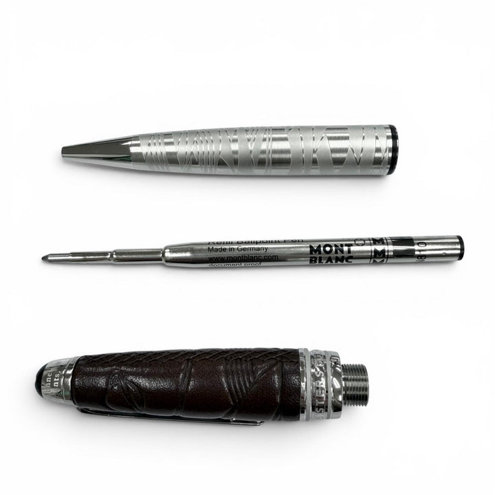Excellent MONTBLANC Ballpoint pen Silver leather mens 119686