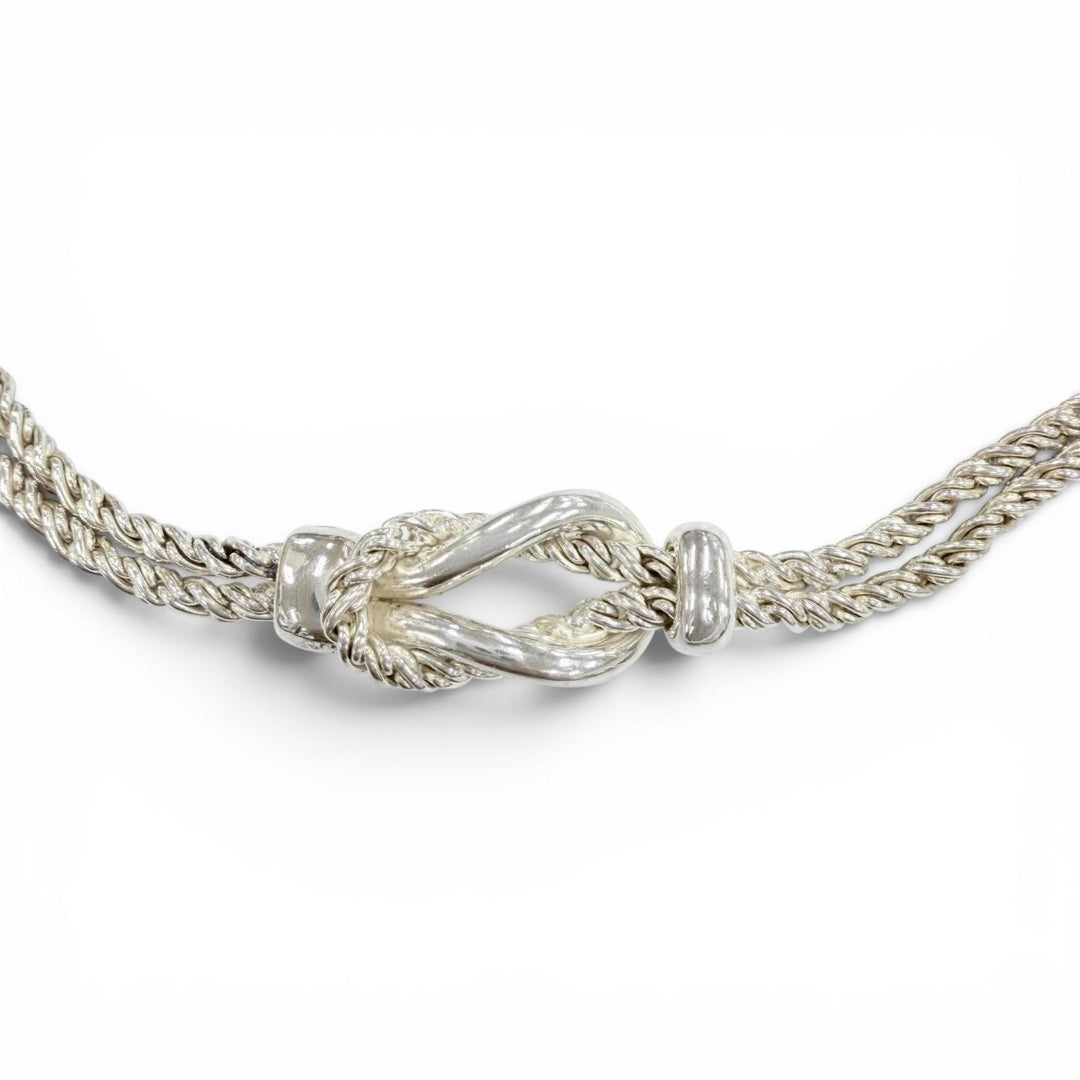 Great TIFFANY&Co. Necklace Double rope center knot Silver 925 Women