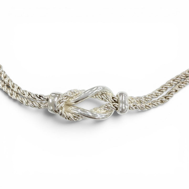 Great TIFFANY&Co. Necklace Double rope center knot Silver 925 Women