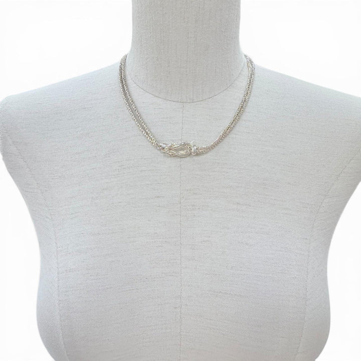 Great TIFFANY&Co. Necklace Double rope center knot Silver 925 Women